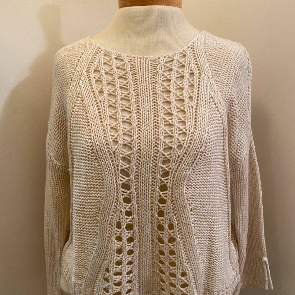 Aqua Novelty Knit Crop Sweater